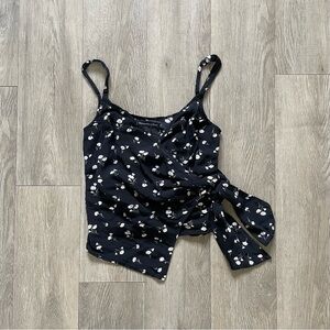 Abercrombie & Fitch black floral cami top with tie detail Size XS